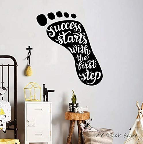 Fuß Muster Motivation Zitate Wandtattoo Erfolg Beginnt Ersten Schritt Wandaufkleber Wand Sprüche Inspiration Wohnkultur Büro 42 X 47 Cm