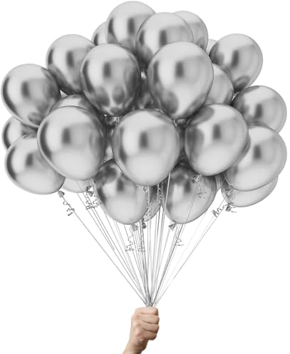 Globos Plata para Fiestas de Cumpleaños 12 100% LÁTEX NATURAL Decoraciones perfectas para Cumpleaños Bodas y Bautizos.