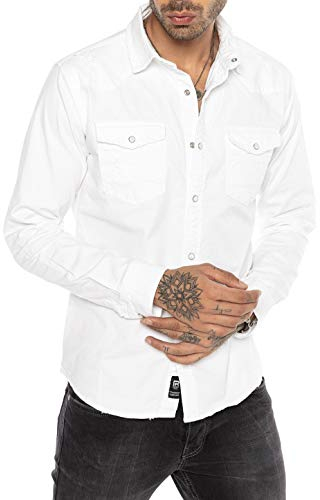 Redbridge Premium Jeanshemd Hochwertiges Denim Freizeithemd Casual Weiß S