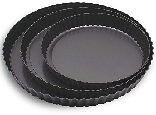 Grandwish 3 Stück Tarteform mit Hebeboden, Antihaft Quicheform, Rund (24/28/32 CM)