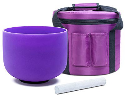 KVKA 8 Inch Purple B Note Crystal Singing Bowl Crown Chakra With Carrying Case,Suede Striker,Singing Bowl for Meditation, Yoga, Spiritual Healing and Body Healing