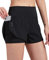 VIGVAN 2 in 1 Laufhose Damen Sport Shorts Sommer Kurze Hose Schnelltrocknend Fitness Yoga Shorts Gym Jogging Training Sporthose für Damen mit Taschen (BK, L)