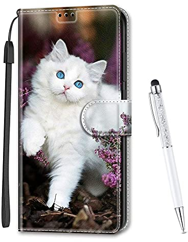 MadBee Kompatibel mit Nokia 2.3 Hülle, Leder Handyhülle Tasche Schutzhülle Brieftasche Klapphülle Ständer und Kartensteckplätze Hülle für Nokia 2.3 (Katze B)