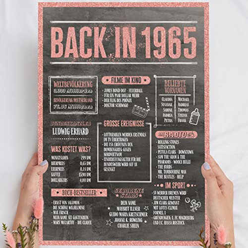 60 Geburtstag Frauen Rosegold Holzbild Back in 1965 personalisierbar zum Hinstellen/Aufhängen opt. beleuchtet, 60 Geburtstag Frau Deko, 60 Geburtstag Frau, 60. Geburtstag Frau, Geschenk 60 Geburtstag