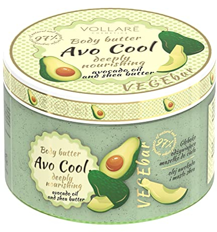 Vegane Bodybutter | Reichhaltige Bodybutter Feuchtigkeitsspendend für Ihre Haut | 97% aus natürlichen Inhaltsstoffen | Made in Europa | für alle Hauttypen (Avocado & Sheabutter, 1 Stück)
