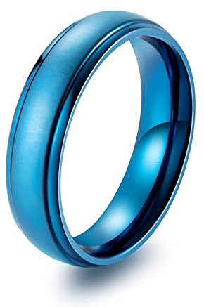 Skcess Ringe Herren Blau, Ringe für Herren Edelstahl Einfach Matt Ringe Herren Geschenke für Männer Größe 60 (19.1)