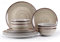 Melamin-Geschirr-Sets, Browm-Geschirr-Sets für 4, 12-teiliges Teller und Schalen-Set, Melamin-Teller, hartes Geschirr-Set, Herbst- und Winter-Speisen, spülmaschinenfest, BPA-frei (Brauen)