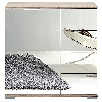 Lomadox Schlafzimmer Kombikommode in Eiche sägerau Nb. mit Spiegelfront ELSTRA-43, B/H/T ca. 81/83/41 cm