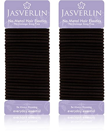 JASVERLIN 4 mm Dunkelbraune Haargummis, Kleine Bänder, 50 Stk | Zopfgummis für Frauen, Rutschfest für Dickes Dünnes Langes Haar, Mädchen-Zopf-Haargummis