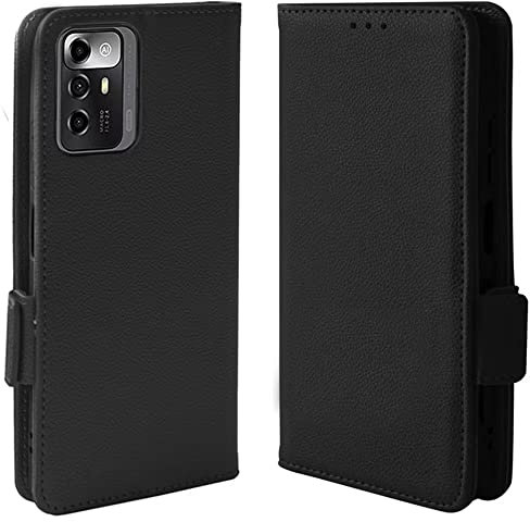 Topme Custodia in Pelle per ZTE Blade A72 5G (6.52 Inches), [ Cover per Telefono Serie Modello Litchi Semplice] - Nero