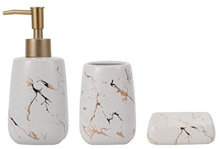 Beaupretty 3-teiliges Badezimmer-waschtisch-Set Aus Marmor Seifenspender Zahnbürstenhalter Zahnpastabecher Seifenschale Zahnbürstenbecher Waschbecher Badezimmer-waschzubehör