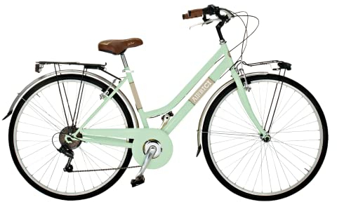 Airbici 603AC Damenfahrrad Citybike 28 Zoll | Fahrrad Damen Retro Cityräder City Bike 6-Gang, Stahlrahmen, Schutzbleche, LED-Licht und Gepäckträger | Fahrrad für Mädchen und Damen (Giulietta grün)