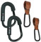 Babies1st Spar Set: Große Karabiner 14 cm (2-er Set) Black Edition und Kinderwagen Haken Kunstleder Braun 2-er Set