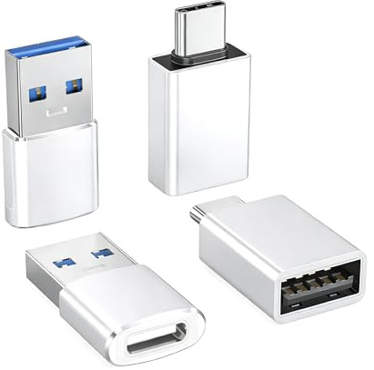 Basesailor USB C Adapter 4 Stück,Typ C Buchse zu USB A Stecker Ladekabel Thunderbolt 4 OTG Konverter für Apple MacBook,iPhone 15 14 13 12 11 Plus Pro Max,Samsung Galaxy S26 S23 S22 A34,iWatch 8 9 10