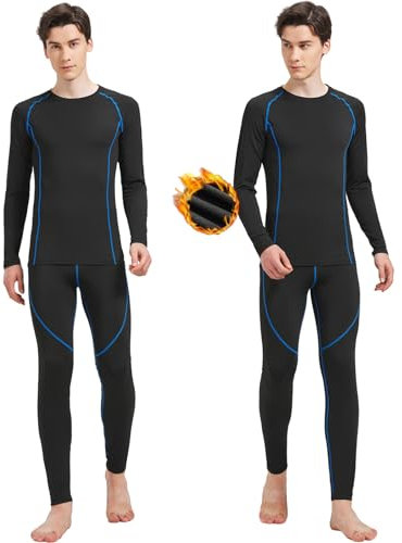 Uniuni Thermounterwäsche Herren Winter Skiunterwäsche Warm Funktionsunterwäsche Männer Thermo Unterwäsche Lange Unterhose Ski Thermowäsche Set Atmungsaktive Thermounterhose Thermounterhemd Blau L
