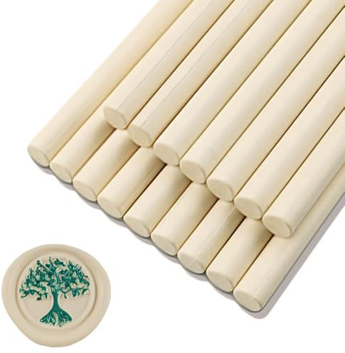 Wax Seal Sticks, Ioggtser 16 Pieces Glue Gun Wax Seal Sticks for Wax Seal Stamp, Sealing Wax Sticks for Making Exquisite Wax Seals for Wedding Invitations, Cards, Envelopes（Milk White）