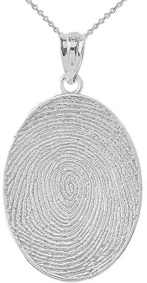 Joyara Fingerabdruck Anhänger Halskette in Sterling Silber (Verfügbare Kettenlängen: 40cm - 45cm - 50cm - 55cm) 50cm