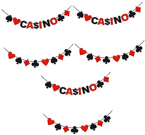 ibasenice 6 Stk Pokerparty-Dekorationen Wimpelkette Fahnen Spielbanner Herzverzierung Party-Hängebanner Ornament Girlande Poker-Banner Banner Spielen nachts Ammer schmücken das Banner Kranz