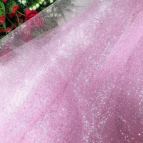 45cm x 150cm Tüllstoff Mash Stoffe Netzstoff zum Nähen,Bling Funkeln Glitzer Tüll Stoffe Dekostoff für DIY Basteln Bekleidung Tüllrock Hochzeitskleid Schleier Tischdecken Hochzeit Party Deko,Rosa