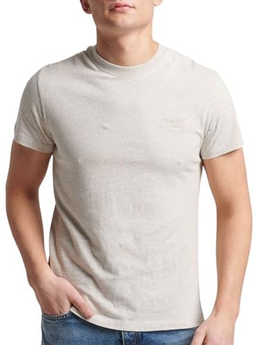 Superdry, T.Shirt Essential Logo EMB Tee, M1011245A, Oat Cream Marl, M, Man, Adulto