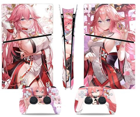 Peau Distance Console Pour PS5 Slim Disc Edition & Digital Edition - Vinyl Cover Skin Pour Console Et Contrôleur - Résistant Aux Rayures - Compatible 78447 - Cadeau D'enveloppements