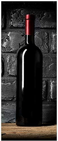 Wallario Memoboard aus Glas mit Motiv, Magnet-Tafel in 50 x 125 cm in Premium Qualität Rotwein-Flasche am Abend