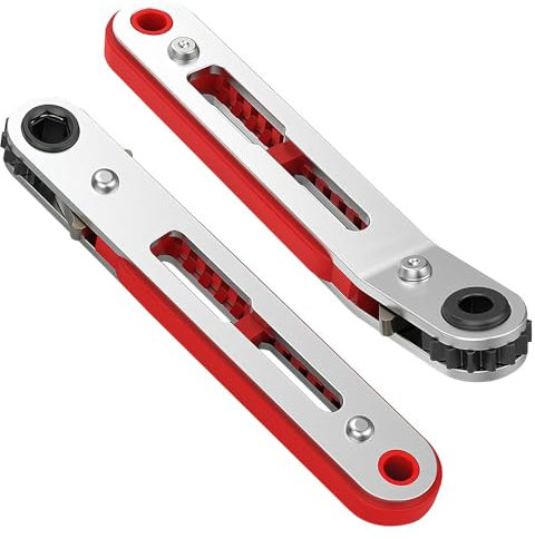 ANBOO Mini Ratschenschlüssel, 2 Stück 1/4 Micro Schraubendreher-Griff, flacher Kopf Ellenbogenkopf Ratschen Wendeschrauber Schlüssel Set, Kleine Ratschenschlüssel für Gadgets Häuser und Andere