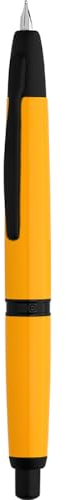 Majohn A1 Press Füllfederhalter feine Feder mit Box, einziehbarer orangefarbener Metall-Tintenstift mit Konverter-Schreibset (schwarze Clip-Version)
