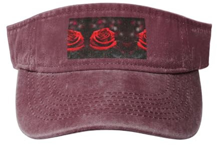 Rote Rose Erwachsene Sonnenschutz Visier Hüte Frauen Männer Breite Krempe Strand Sonnenblende Hut Öffnen Top Design, rot red, Einheitsgröße