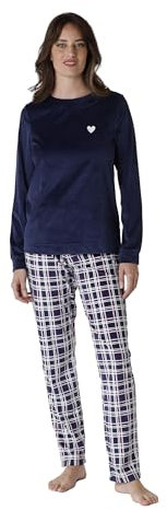 Lovable Lungo in Micropile Set di Pigiama, Blu, L Donna