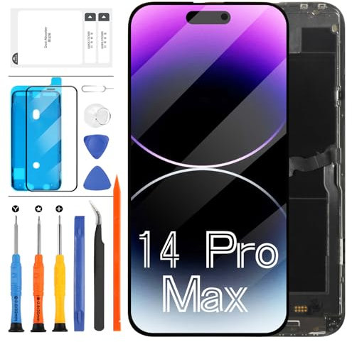 OLED LCD Screen for iPhone 14 Pro Max Screen Replacement 6.7 for iPhone 14 Pro Max A2894, A2651, A2893, A2895 3D Touch LCD Screen Display Digitizer Assembly Repair Kit(Black)
