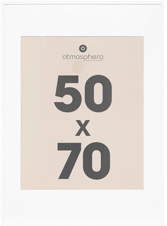 Atmosphera - Cadre Photo Manu Blanc 50x70 cm, Avec Passe-Partout 30x40 cm, À Poser ou Suspendre - Pour Décoration Murale, Salon, Bureau