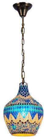 Jadssox Türkische marokkanische Pendelleuchte, Buntglas-Hängelampenschirm, Kronleuchter, einzelne Kücheninsel, Beleuchtungskörper, mediterrane Mosaik-Deckenlampen