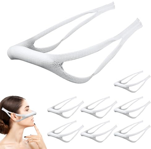 Lot de 8 pansements nasaux élastiques avec boucles d'oreille, bandage nasal, haute capacité d'absorption, support nasal externe après opération, respirants, bandages après chirurgie (blanc)