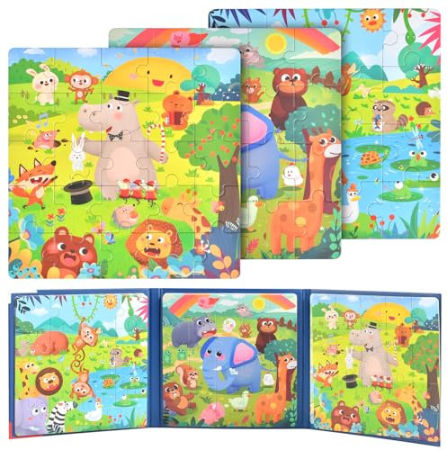 Auirshiky Magnetische Puzzle für Kinder,Kinderpuzzle Magnet Puzzle ab 3 4 5 Jahre,Reisespiele Kinder Lernspielzeug für Kinde,für den Roadtrip Flugzeug,Kindergeburtstag Geschenke