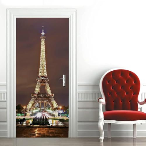 Türtapete Selbstklebend 95x215 cm Türfolie Selbstklebend Paris Türaufkleber Türposter Stadtbau Türsticker Fototapete 3D Effekt für Schlafzimmer Wohnzimmer Küche 4969A