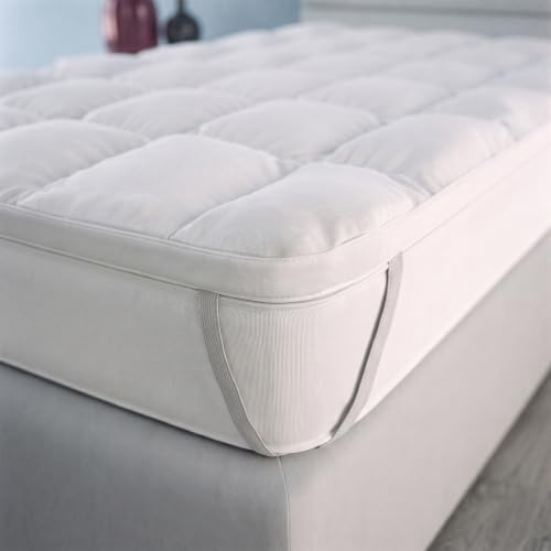 kvilterad TOPPER PLUS med resar, Vit, 180 x 200 cm