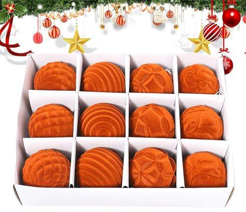 12 Stück Weihnachtskugeln Samt, Ornamente für Weihnachtskugeln im Bauernhof-Stil, bruchsichere Weihnachtskugeln, Christbaumschmuck