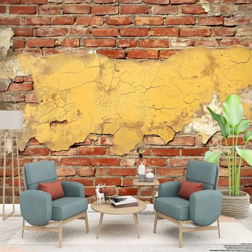 Fototapeten Retro-nostalgische rote Ziegel Wandtapete Vlies Wand Tapete Ländliche, rustikale Atmosphäre 200 x 140 cm - Schlafzimmer Büro Flur Dekoration Wandbilder Moderne Wanddeko Fototapete