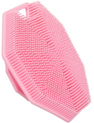 Alyvisun Silikon Körperbürste Dusche mit Haken und Saugnapf, Körpermassagebürste Badebürste [Sanftes Peeling und Massage], Silicone Body Scrubber für Alle Hauttypen (Rosa)