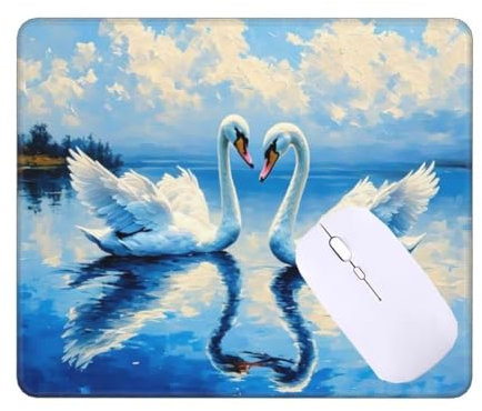22x18 cm Mouse Mat, Small Mouse Pad Cloud Swan, Waterproof Gaming Mouse Pad, Mini Desk Mat With Anti-Slip Base, Stitched Edges Mousepad, Keyboard Mat, Mouse Mats for Desk, Office, Home, Gifts T-11715