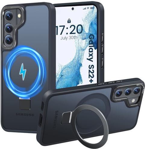 HuwaiH für Samsung Galaxy s22 Plus Hülle mit Magnet Ständer, Schwarz | Militärnorm Sturzschutz, Kratzfeste Anti-Fingerabdruck Schutzhülle, für Samsung s22 Plus hülle 6,6