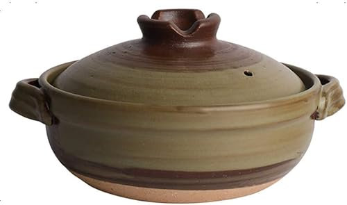 ABNNHK Keramik-Eintopf, Bank aus Steingut, runder Schmortopf, hitzebeständiger Suppentopf, gesunder Slow Cooker zum Schmoren von Reis B (A 1,6 l)