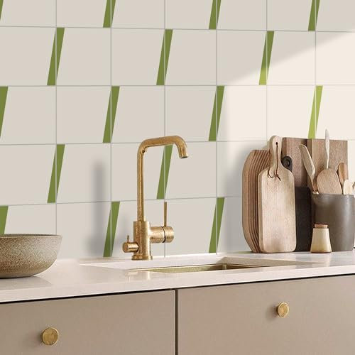 Stickers Muraux Cuisine Herbe Vert Blanc Stickers Cuisine Credence Adhesive pour Cuisine Stickers Cuisine Mural Autocollant Cuisine Stickers Carrelage Dalle pvc Adhesive Murale 20x20cm/36 Pcs