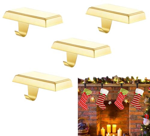 Stocking Holders for Mantle, 4X Stocking Holders for Mantle, Wreath Hangers & Multifunctional Garland Clips, Fireplace Stocking Hooks for Christmas Ornaments, Holiday Mantel Decor Hanging Accessories