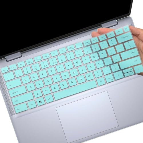 MUBUY-GOL Tastaturabdeckung für Dell Inspiron 14 5440/7440 & 16 7640, Silikon, Wasserdicht und Staubdicht, Hotblue