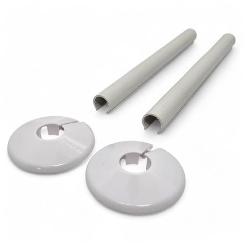 Duraplast UK™ CLICKIT Rohrendstück-Set – Weißer Effekt Heizkörperrohrmanschette und Abdeckungs-Set – einfaches Snap-on-Design, langlebig und hitzebeständig – deckt unschöne Heizkörperschwänze ab für