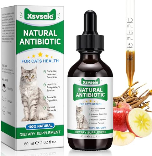 Antibiotici Naturali per Gatti - Trattamento Infezioni Cutanee, Respiratorie e Urinarie,Antibiotici per gatti,Sollievo per la pelle pruriginosa del,Sollievo per le allergie del - 60ml