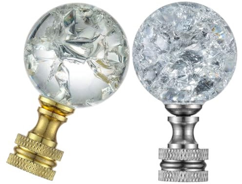 ABOOFAN 2pièces Embout de Lampe Verre Cristal Transparent avec Base pour Abat-jour Décoratif Rechange pour Lampes de Table Bureau