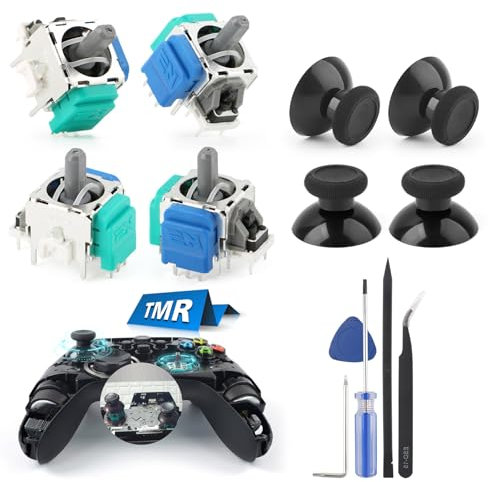 4Pack Joysticks for Xbox ONE TMR Electromagnetic Joystick Replacement for Xbox ONE S/X Controller Anti-Drift Sticks with Thumbstick Accessories Parts with Repair Tools